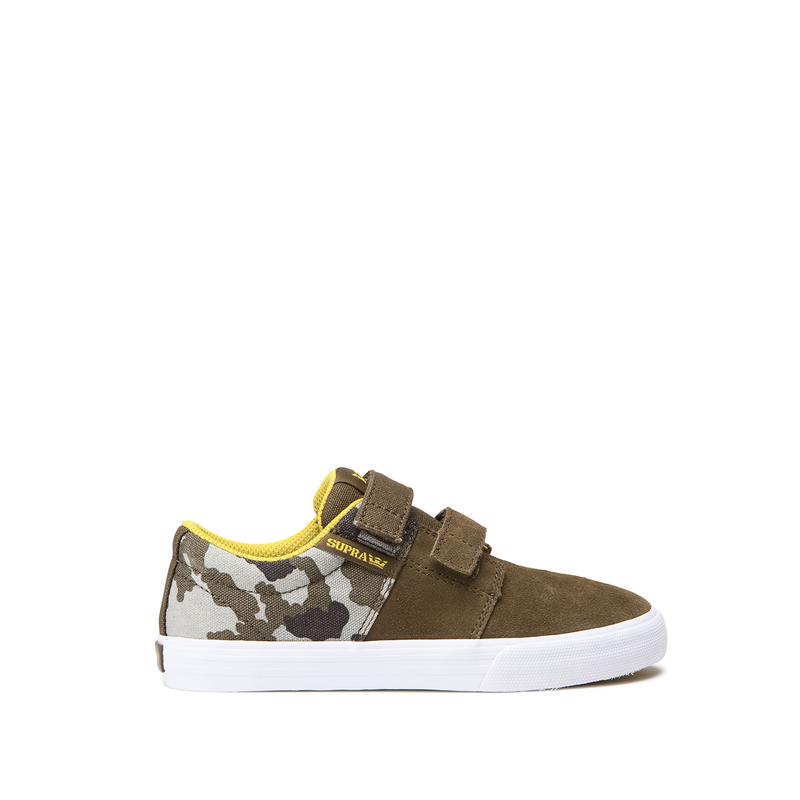 Buty Supra STACKS II VULC VELCRO - Sneakersy Niskie Dziecięce - Camo / Oliwkowe (NBLU-95402)